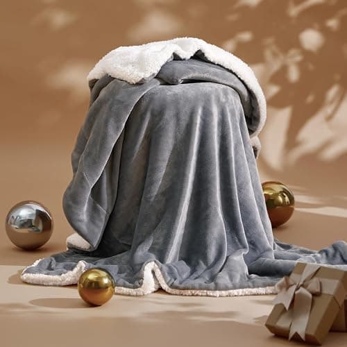 Bedsure GentleSoft Sherpa Fleece Throw Blanket for Couch - Thick and Warm Christmas Blanket for Winter, Soft Fuzzy Plush Throw Gift for Women, Grey, 50x60 Inches thumbnail 2