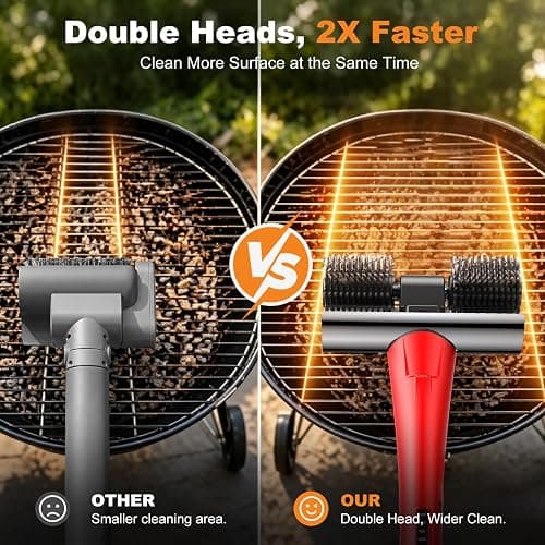 NeatLt Electric Grill Brush for Outdoor Grill, Cordless BBQ Grill Cleaner with Dual Rotating Heads, 450 RPM Motorized Grill Cleaning Brush with Forward & Reverse, 6-Piece Replaceable Brush Set thumbnail 3