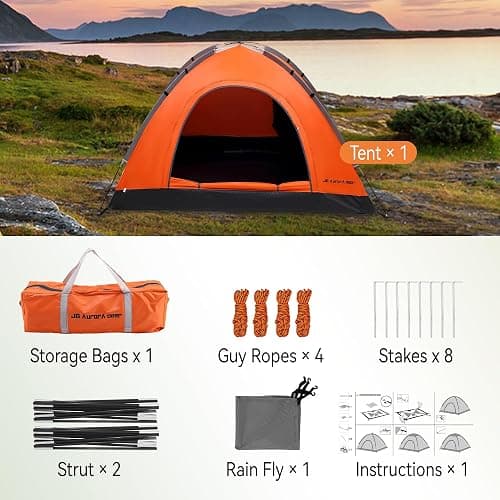 2 Person Camping Tent 4 Person Tents for Camping Windproof Tents for Camping Hiking Backpacking Traveling 2/3/4 Family People Tents for Camping Portable Tent with Carry Bag thumbnail 5