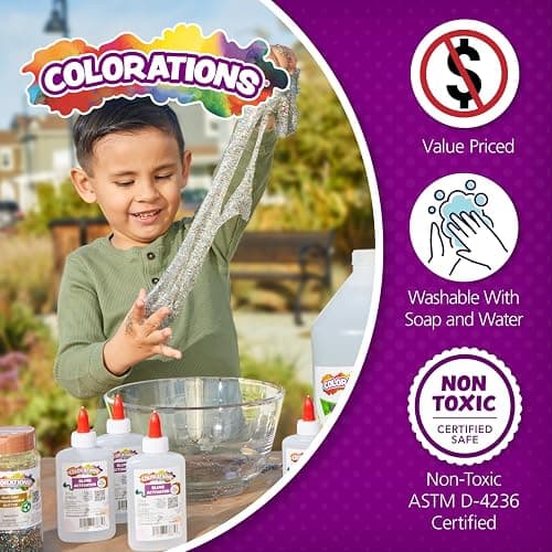 Colorations Washable Clear Glue, 1 Gallon, Non-Toxic, Great for Slime | Dries Clear, Bulk School and Scrapbook Supplies - Classroom Must Haves thumbnail 3