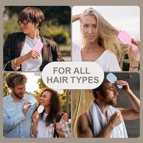 Jurrissa Mini Boar Bristles Hair Bursh, Travel Size Hair Brush for Women Men Kids, Protable Small Hair Brushes for Pockets Purses, Mini Hair Brush for Smooth Add Shine (Boar-White) thumbnail 7