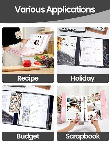 SUNEE 3 Ring Binder, 1 Inch, Cute Binder with 2 Pockets, Decorative Black Marble Heavy Duty (Fit 8.5x11 Inches) for School & Office thumbnail 6