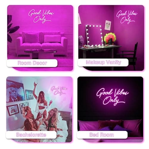 Kavaas Good Vibes Only Neon Signs for Wall Decor 17.7" x 9.9" | Pink Good Vibes Only LED Sign for Bedroom, Party, Bar, Salon - Best Gifts for Birthday, Christmas thumbnail 6