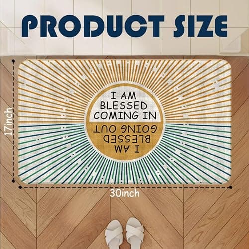Chicimln Boho Sun Funny Door Mat, I Am Blessed Coming in and Going Out Non-Slip Linen Doormat Outdoor Indoor Entrance, Funny Welcome Small Rugs for Entryway Front Door Porch, 17x30 Inch thumbnail 3