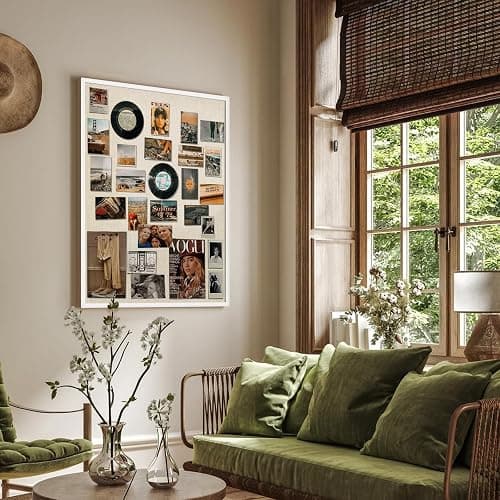 Cork Board with Linen 36x24 inch Bulletin Board Office Decor Hanging Pin Wood Framed Display Picture Vision Board Light for Wall School Office Bedroom (White, 36“×24“) thumbnail 9