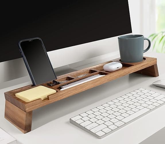 NAUMOO Natural Wood Desk Organizer - Multi-Compartment Wooden Organizers for Home, Office, Cubicle Accessories - Table Caddy for Desktop and Workspace - Pencil Storage Tray thumbnail 8
