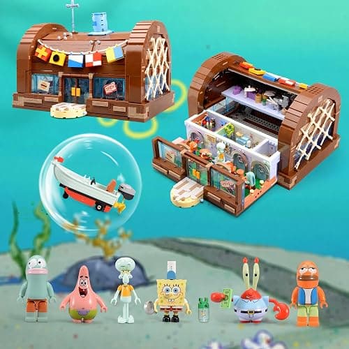 Toy Building Brick Blocks Toys Sets Display Box kit Action Figures Pineapple House Patrick Stone Star Home for Boys and Girls Kids Age 2-4, 3-5, 5-7, 8-12 Fans STEM Gift (2718 pcs) thumbnail 7