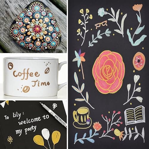 DealKits Lot de 10 marqueurs métalliques pour album photo, bricolage, scrapbooking, coloration, livre d'or de mariage, papier noir, pierre, verre, bois, Pâques, bricolage (2 mm) thumbnail 7