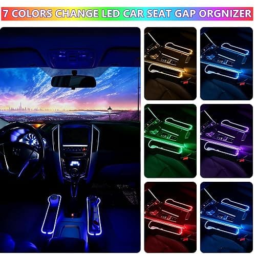 keketuohai 7 Color Led Car Seat Gap Organizer with 56W Fast Charger Car Console Organizer with Cup Holder Front Seat Gap Filler with USB Between Seat Cup Holder fit for Android iPhone (Black) thumbnail 6