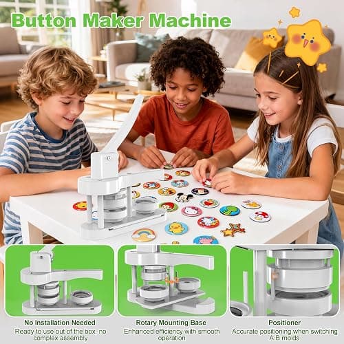 Button Maker Machine 58mm, Easy DIY Pin Maker Machine, No Setup Button Maker for Kids Crafts, Parties, School Projects & Beginners thumbnail 3