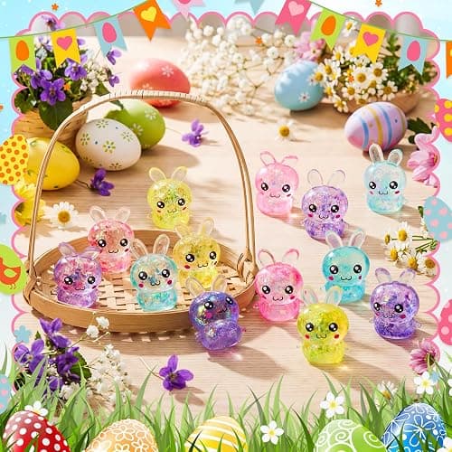 Halloscume 12 Pcs Bunny Squeeze Stress Balls Built-in Sequins Glitter Mental Health Month Basket Stuffers Slow Rising Fidget Bunny Balls Stress Relief for Easter Party Favor Birthday Rabbits Gift thumbnail 2