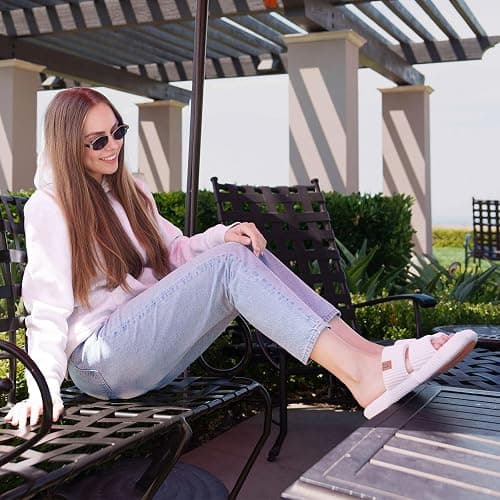 LongBay Slippers for Women Memory Foam Open Toe Slide Indoor House Shoes Slip On Bedroom Comfy Gift thumbnail 2