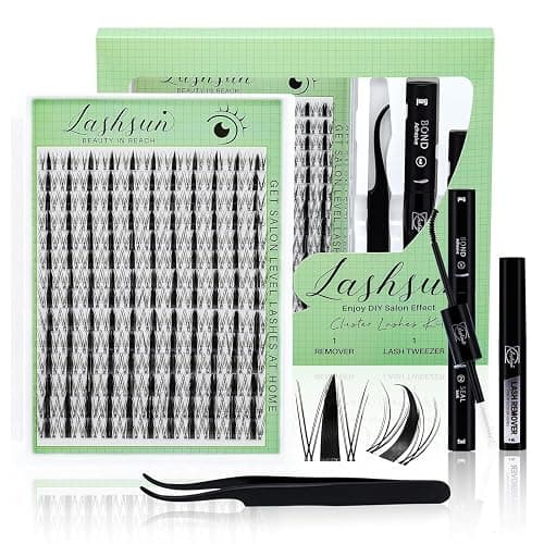 LASHSUN Fairy Lash Clusters Kit Manga Lash Wet-Look Spiky DIY Home or Travel Cluster Eyelash Extensions Pestañas Postizas Naturales Invisible Lash Band+Lash Bond&Seal,Tweezers (Fairy Kit) - Image 1