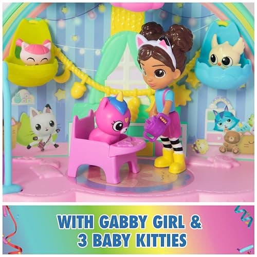 Gabby's Dollhouse Kitty Care Ear Purrfect Playroom – 17-Piece Playset with 4 Toy Figures, Dollhouse Furniture, Doll Accessories & Baby Doll Stuff for Kids Ages 3+ thumbnail 5
