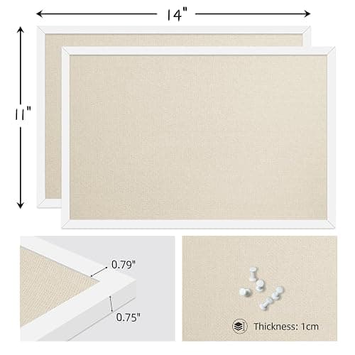 Yunihome 11x14.5 Inch Cork Board for Wall Hanging with Linen, Bulletin Board with Push Pins, Mounted Memo Message Board for Home Office Decor, Dorm Room Essentials, Classroom Organization thumbnail 3