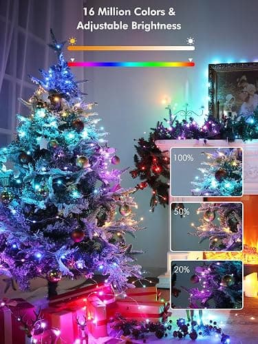 BrizLabs Smart Fairy Lights, 33ft 100 LED Color Changing Fairy Lights Work with Alexa/Google Home, WiFi Rainbow Christmas Light Dimmable RGB Twinkle Starry Light for Christmas Tree Home Party Decor thumbnail 8