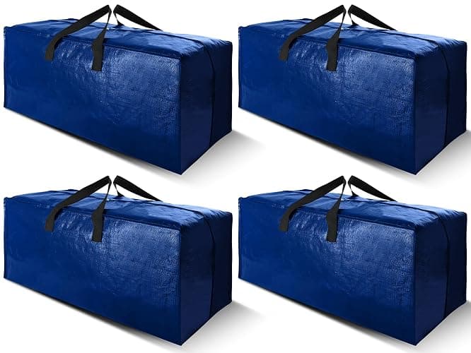 Cosy Family 4 Pack Heavy Duty Extra Large Moving Bags with Backpack Straps - Strong Handles & Zippers, Storage Totes For Space Saving, Fold Flat, Alternative to Moving Box (X-Large-Set of 4, Blue) - Image 1