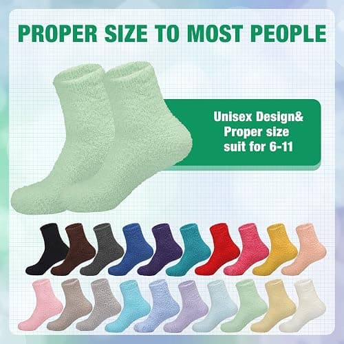 JaGely 20 Pairs Fuzzy Socks Bulk for Women Valentine's Day Gifts Fluffy Cozy Slipper Socks Warm Soft Winter Sleeping Gift for Men Home, Multicolored, Yoga thumbnail 3