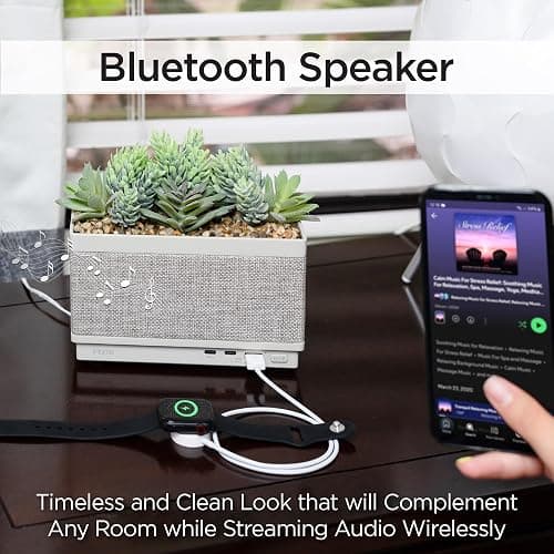 iHome PowerPlant Charging Station, Faux Succulent with USB Charging Station (Power Plant Speaker) thumbnail 5