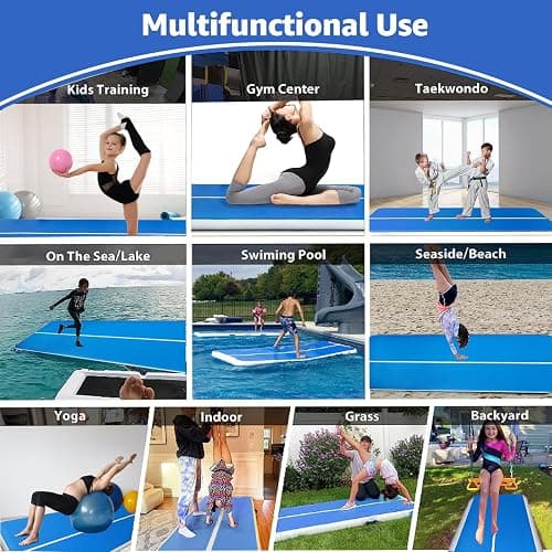 ERfairdeal Tumble Track 20FT Air Gymnastics Track Mat Tumbling Air Mat | 20FTx6.6FTx8 inches Thickness Electric Air Pump for Gym/Training/Yoga/Home use/Exercise/Cheerleading/Water thumbnail 6
