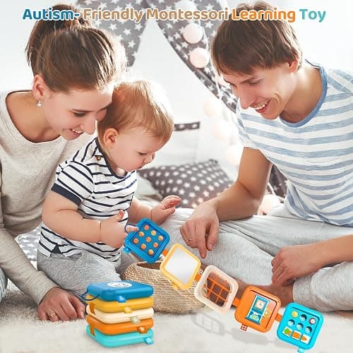 Montessori Toys for Baby 6-12 Months: Sensory Activity Cube with Fine Motor Skills - Travel Busy Board Busy Cube Gifts for 1 Year Old Boy Girl thumbnail 2
