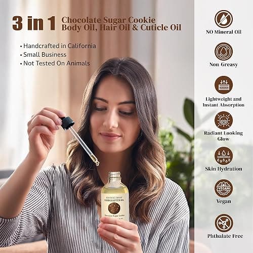 Soothing House Chocolate Sugar Cookie Body Oil: Moisturizing Body Oil for Soft, Glowing Skin with Almond & Jojoba Oil (4 fl oz) thumbnail 5