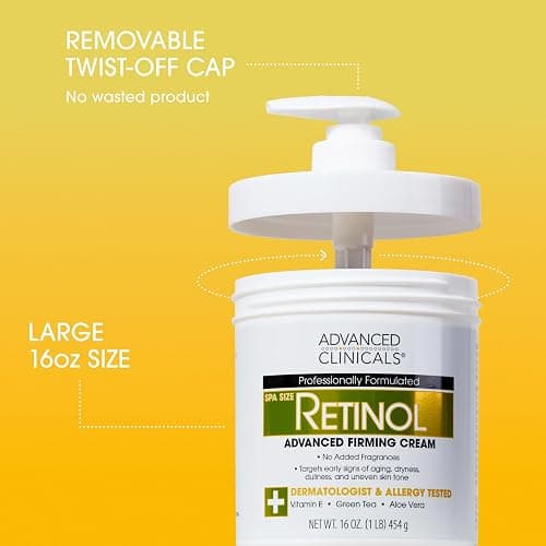 Advanced Clinicals Retinol Body Lotion & Face Moisturizer | Visible Anti Aging Skin Care Retinol Body Cream For Women & Men Targets Look Of Fine Lines, Wrinkles, & Crepe Looking Dry Skin, 16 Ounce thumbnail 5
