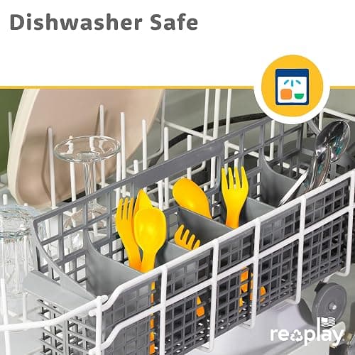Re-Play Toddler Forks and Spoons Set - 6x6 Utensils Set for Kids - Dishwasher and Microwave Safe - Made in USA - Set of 12-5.8" x 1.2" x 0.2" - Crayon Box thumbnail 8