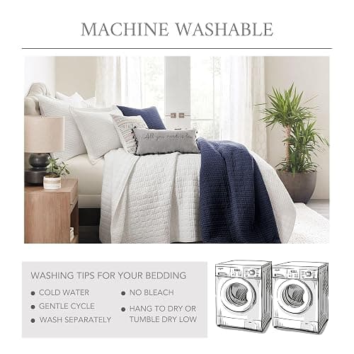 Levtex Home Mills Waffle Queen Bedspread Set (106x106in) with 2 Pillow Shams (26x20in) - Taupe - Cotton Waffle Queen Size Bedspread Set - Lightweight, Soft, Pre-Washed thumbnail 5