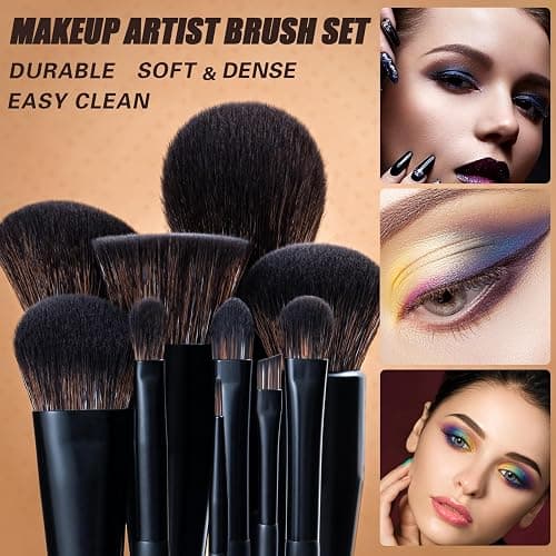LORYP Black Makeup Brushes Set 21Pcs Powder Blush Foundation Concealer Highlighter Brush Vegan Pro Face and Eye Brush Kit thumbnail 3