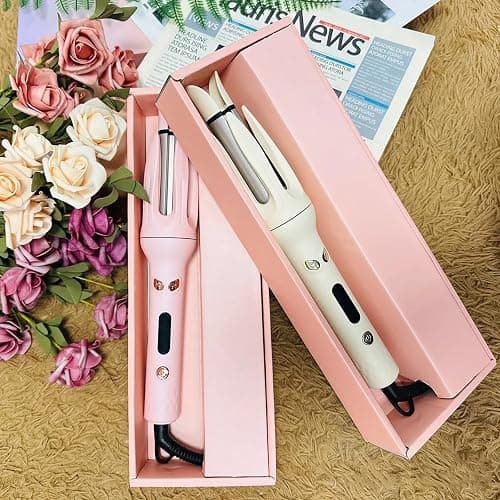 Automatic Curler, Professional Auto-Rotating Curling Iron with LCD Screen 28mm for Barrel Rotating Curling Wand 4 Temps & 15s Timer, Fast Heating Hair Styling Tool(Updated Version Pink) thumbnail 6