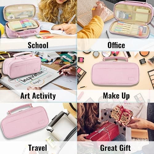 JOINPRO Pencil Case, Large Capacity Pencil Case Organizer; Double Zipper Storage Bag; Big Pencil Pouch for College School Office Teen Girl Boy Men Women Adult thumbnail 7