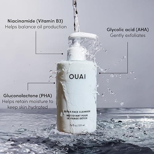 OUAI Detox Facial Cleanser - Deep Cleansing Face Wash with Glycolic Acid, Niacinamide & PHA - Removes Sweat, Dirt & Oil Without Drying - Gentle Face Cleanser for Post-Workout (7.8 Fl Oz) thumbnail 6