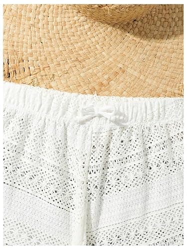 Milumia Girl's Crochet Swim Cover Up Hollow Eyelet Shorts Bikini Coverup Vacation Outfits thumbnail 3