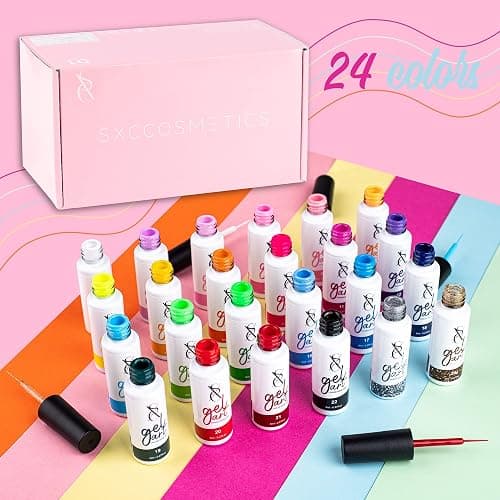 SXC Cosmetics 24-Color Gel Liner Set for Nail Art - With Built-in Thin Brush for Swirl Nail Designs and Soak-Off Gel Polish thumbnail 3