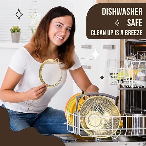 Norme 4 Quart Stainless Steel Gold Colander and 3 Pcs Gold Fine Mesh Strainer, Stainless Steel Pasta Rice Food Metal Strainer with Handles, Easy Clean and Dishwasher Safe thumbnail 6