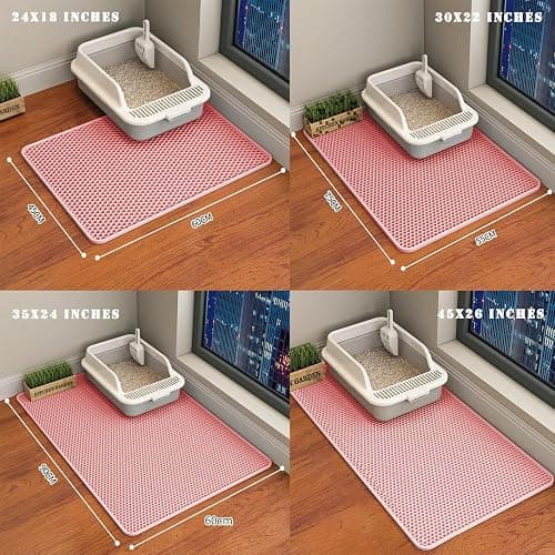 HCY&WLD Cat Litter Mat, Honeycomb Double Layer Cat Litter Trapping Mat, Waterproof Urine Proof Non-Slip, Scatter Control, Less Waste, Easier to Clean, Pink, 24" x 18" thumbnail 8