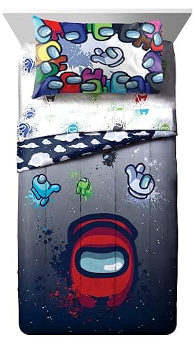 Jay Franco Among Us Space Splatter (4 Piece) Twin Size Bed Set - Includes Comforter & Sheet Set - Super Soft Fade Resistant Microfiber (Official Among Us Product) thumbnail 3