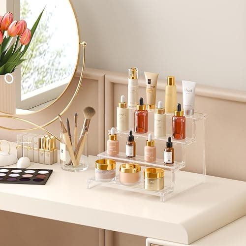 Lifewit Perfume Stand Organiser, 4 Tier Clear Plastic Fragrance Storage for Vanity, Makeup Cosmetics Skincare Aftershave Holder Desktop, Dessert Figure Display Shelves Table, 1 Pack thumbnail 2