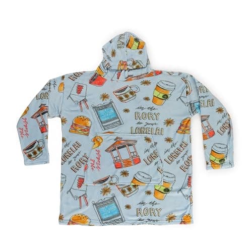 Jay Franco Wearable Throw Blanket – Oversized Plush Hooded Blanket with Pocket, Ultra Soft Cozy Fleece Throw for Lounging, Travel, Blue - Gilmore Girls, 34x38 - Adult thumbnail 2