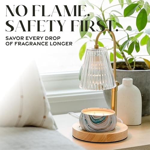 STERN & SPLENDID Adjustable Wood Candle Warmer Lamp for Jar Candles – Large Round Base, Dimmable Electric Candle Melter with Timer, Flameless Candle Heating Lamp with 4 Halogen Light Bulbs thumbnail 8