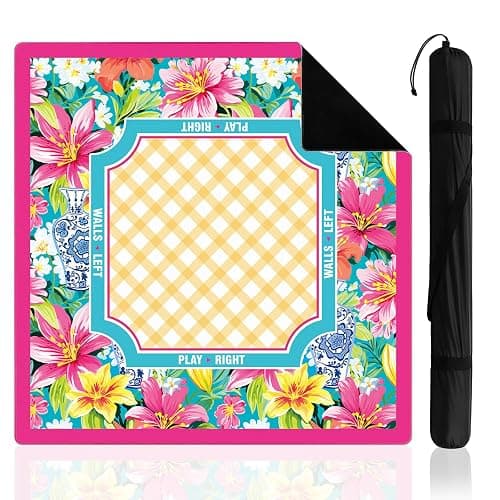 Soulchen Hot Pink American Mahjong Mat with Rules for Table, No Creases, Ships Rolled, 31.5 x 31.5 Non-Slip Noise Reduction Gaming Mat with Carrying Bag for Mahjong Poker Card Board Games Dominoes - Image 1