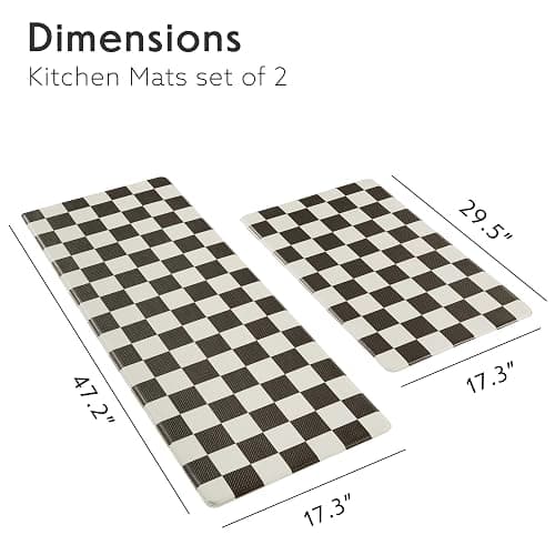 Ohocut Checkered Kitchen Mats for Floor Set of 2, 2 Pcs Black White Cushioned Non Slip Runner Rugs for Kitchen/Sink/Laundry, Comfort Aesthetic Cute Anti-Fatigue Foam Floor Mat 17.3"x29.5"+17.3"x47.2" thumbnail 2
