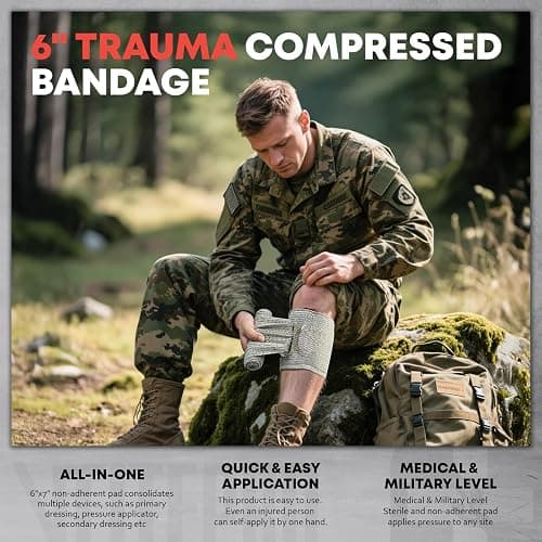 Advanced Trauma First Aid Kit - Emergency Camping Gear with Tourniquet Kit, Compression Bandage, 36" Splint | Portable Survival Gear for Outdoor, Home, Camping- Gift for Husband Dad and Wife-Black thumbnail 4