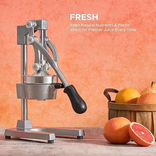 CO-Z Manual Citrus Juicer, Commercial Grade Cast Iron Orange Juicer, Professional Heavy Duty Juice Press with Removable Strainer, Manual Juice Extractor for Orange Lemon Pomegranate Citrus, Gray thumbnail 9