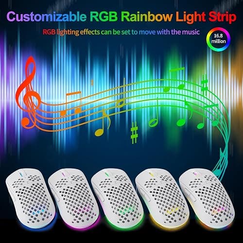 TMKB Falcon M1SE Ultralight Honeycomb Gaming Mouse, High-Precision 12800DPI Optical Sensor, 6 Programmable Buttons, Customizable RGB, Drag-Free Paracord, Ergonomic, Wired - Matte White thumbnail 4