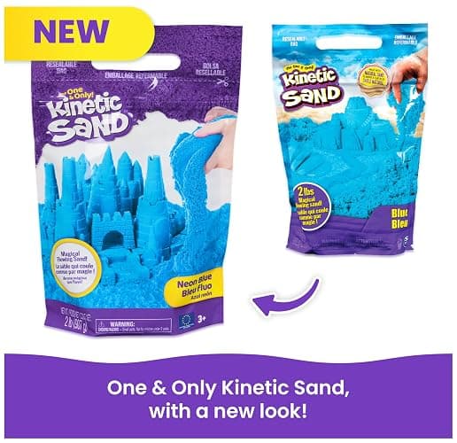 Kinetic Sand 2lb Blue, Moldable Play Sand Sensory Toys, Ages 3+ | Squish, Mold, Shape & Flow, Resealable Bag for Easy Storage, Creative Open-Ended Play, Birthday Gifts for Kids thumbnail 6