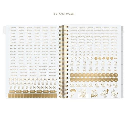 18 Month Planner/Calendar by Graphique, July 2025 – Dec. 2026 Checkerd Peanuts Hardbound Spiral Planner, Monthly Tabs, Holidays, Reminder Stickers, 6” x 8” thumbnail 5