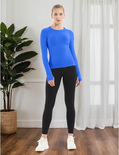 MathCat Seamless Workout Shirts for Women Long Sleeve Yoga Tops Sports Running Shirt Breathable Athletic Top Slim Fit thumbnail 3