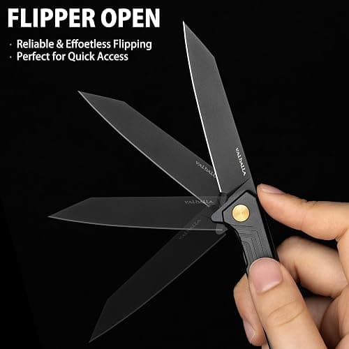 VALHALLA Slim EDC Pocket Knife, 3'' D2 Steel Reverse Tanto Folding Knife, Compact Work Knife, Pocket Knife For Men with Clip, Frame Lock, Gift For Men Women thumbnail 7